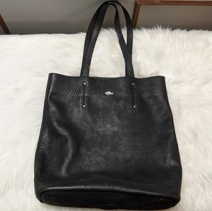 Roots Leather Jet Black Tote Bag